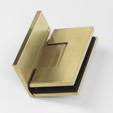 Frameless Shower Hinge Heavy Duty Adjustable Glass to Wall L-Shape 90 Degrees - Brushed Brass